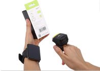 Scanner portatif de code barres d'anneau de mini doigt, lecteur portable de code barres de Bluetooth 1D